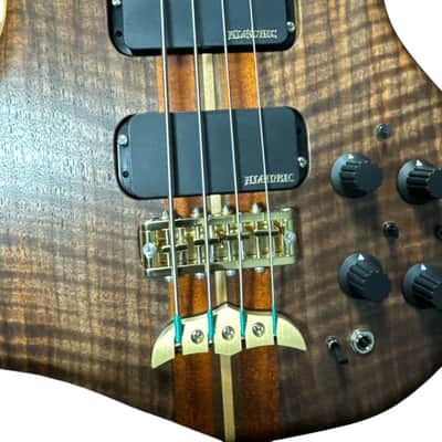 Alembic Stanley Clarke "Brown Bass", Flame Walnut with Ebony, BLUE LEDS *IN STOCK*** image 7
