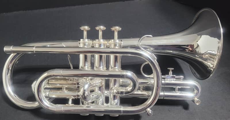 Getzen Capri Series Cornet Shepherd's Crook ,2 Mouthpieces & Hardcase . 1992 - Silver plated image 1