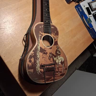 Richter The Plainsman 1/2 size cowboy guitar 1939 - Gold NECK HAS BEEN RESET image 1