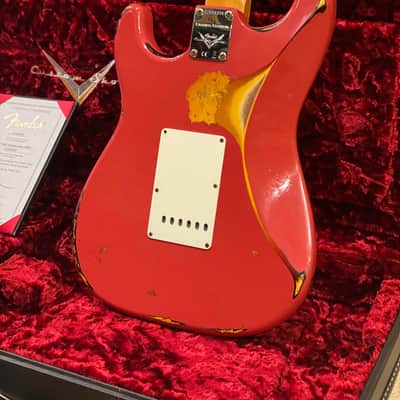 Fender Stratocaster 2021 Heavy Relic Fiesta Red Over Sunburst image 5