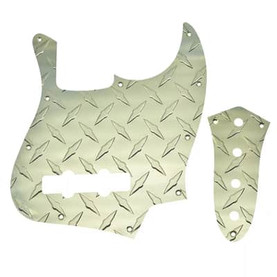 Jazz Bass Diamond Plate Metal Pickguard and Control Plate - Gold image 1