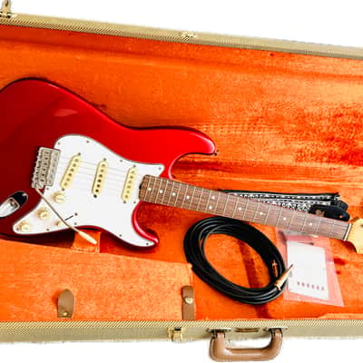 1991 Fender 62 American Vintage Stratocaster Candy Apple Red Custom Shop Pickguard AVRI image 2