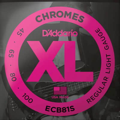 D'Addario ECB81S Chromes Bass Guitar Strings, Light, 45-100, Short Scale image 1