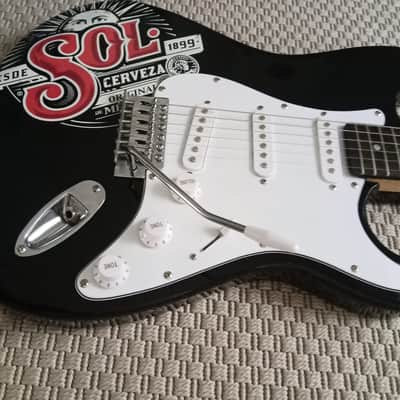 Sol Cerveza RARE Sol Beer Guitar Guitarra Stratocaster 2017 black image 3