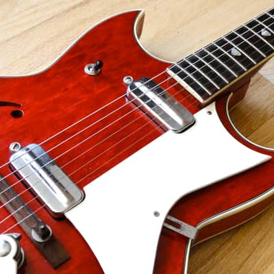 1960s Kay Red Devil Speed Demon Vintage Electric Hollowbody Guitar w/gigbag image 6