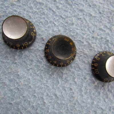 1960 Gibson Black Reflector Knobs Set of 3 No Tone No Volume Gibson Knobs Vintage Set of 3 Gibson Knobs Vintage image 3