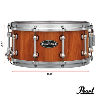 Pearl StaveCraft 14"x6.5" Maximum Volume Snare Drum with 20mm Makha shell, Thai Oak DadoLoc and MasterCast Die-Cast Hoops in Hand-Rubbed Natural Satin Finish image 4