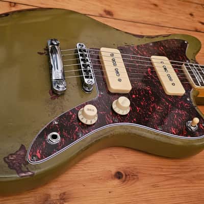 Custom Jazzmaster green electric guitar relic with P90 pickups 2025 image 3