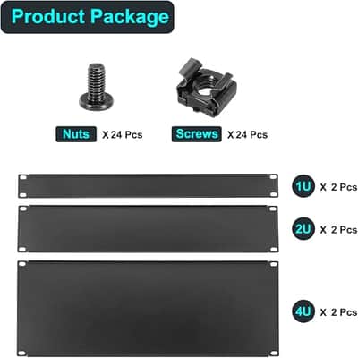 6 Pcs 1U,2U,4U Blank Panel Metal Rack Mount, 19 Inches, Filler Panel Mount Spacer Rack Blanking Panel Kit for Enclosure Server Rack Cabinet Black image 3
