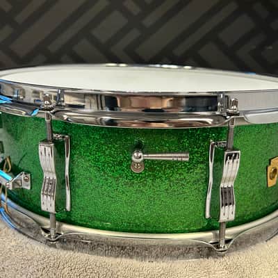 Ludwig Green Sparkle Jazz Festival Snare Drum - Excellent - 1960s image 6