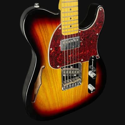 G&L Tribute ASAT Classic Bluesboy Semi Hollow Electric Guitar in 3 Tone Sunburst Maple Fingerboard image 2