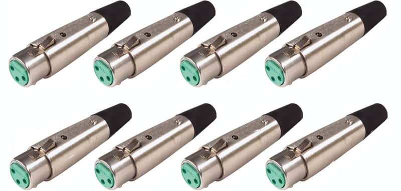 (8 Pack) Switchcraft A3F Female 3-Pin XLR Mic Cable End Connector Nickel finish image 1