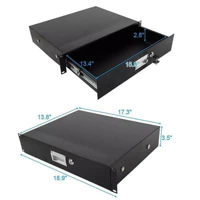 19" Rack Mount 2U Locking Drawer Pro Audio Dj Server Rack Lock Storage Cabinet image 1