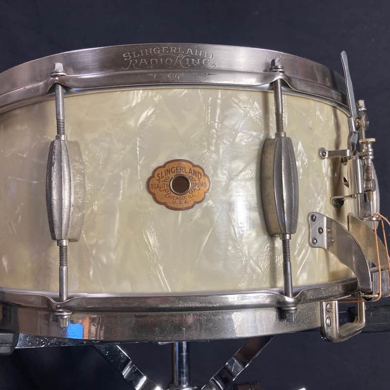 1937 Slingerland 7×14″ No. 111 Gene Krupa Snare Drum Marine Pearl