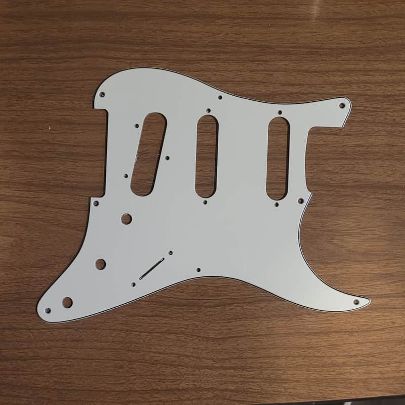 Strat Pickguard Tele Bridge Pickup Route - 3 ply white - 8 hole image 1