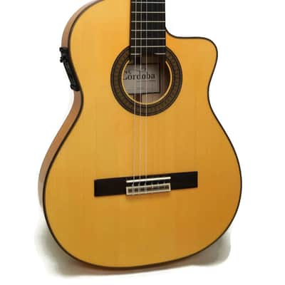 Cordoba 55FCE Thinbody Nylon String Flamenco Acoustic-Electric Guitar w/ Case - Made in Spain image 2