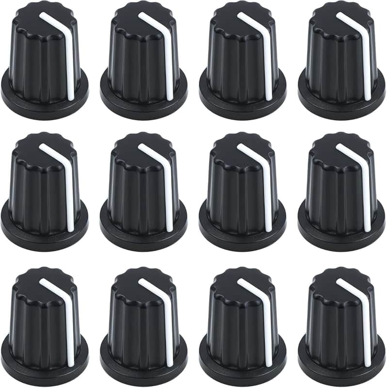 12 Pcs 6mm D Type Potentiometer Control Knobs - Black Plastic Rotary Knobs for Potentiometers & Encoders, Plastic Volume Audio Mixer Bass Tone Rotary Knob, DJ Controller Console Control Knob image 1