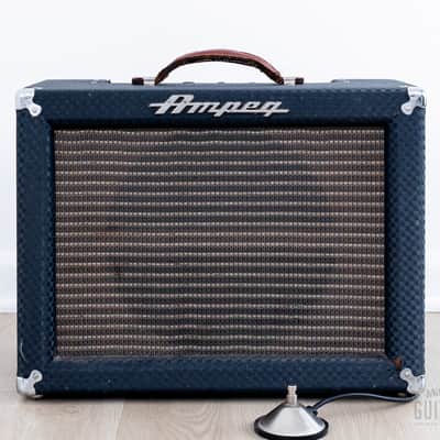 1963 Ampeg Jet J-12-A Vintage 1x12 Tube Amp Blue Checker, Fully Serviced image 2