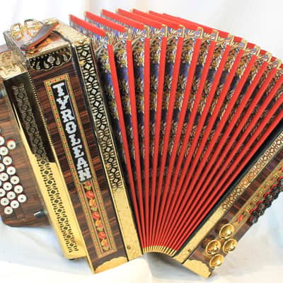 6953 - Excellent Alpine Gold Beltuna Tyrolean IIID Diatonic Button Accordion CFBb 34 11 image 1