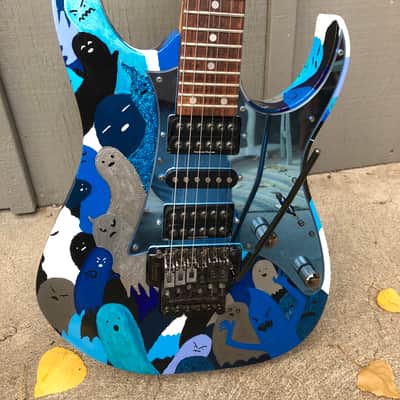 "Ghosts!" Custom Hand-Painted MIJ Ibanez RG450LTD-1 image 1