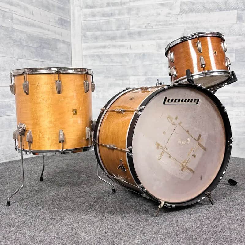 Used Vintage Ludwig/WFL 3pc Drum Set Refinished Natural - Fair image 1
