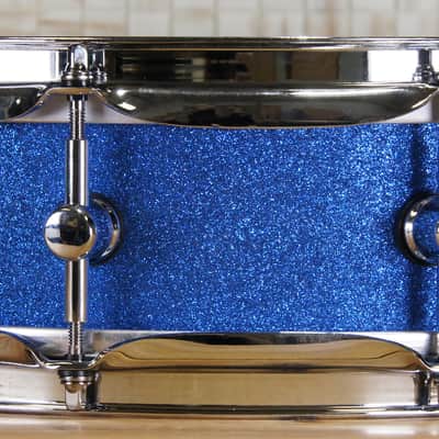 Click Icon 4x14 10ply Maple Snare Drum - Blue Satin Sparkle image 11