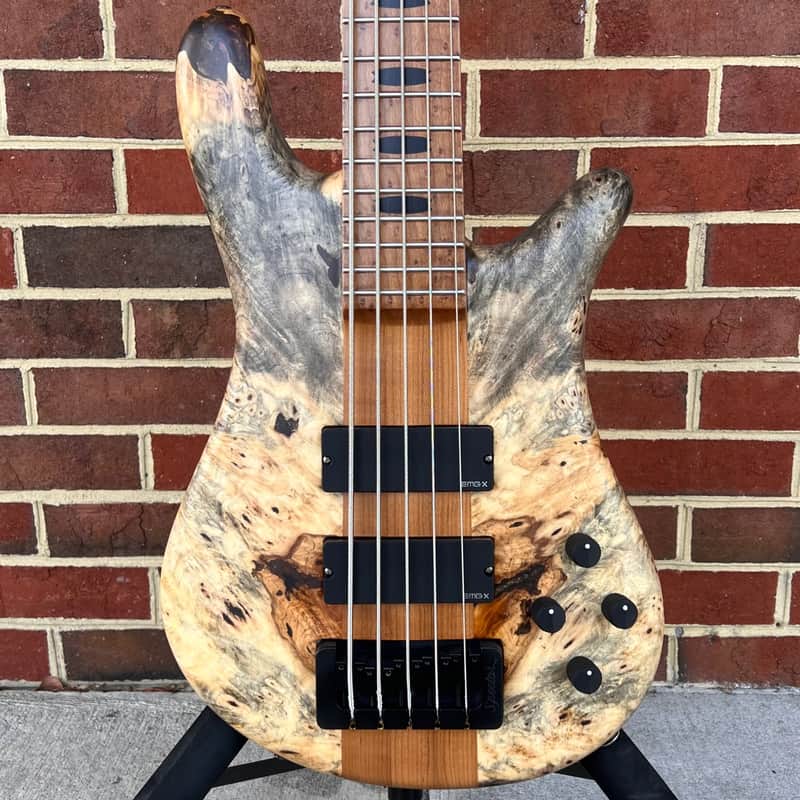 Spector USA NS-5XL, The Music Loft 30th Anniversary, Buckeye Burl Top, Reclaimed Redwood Body, Roasted Maple Neck, Roasted Birdseye Maple Fretboard, Ebony Inlays, Matching Headstock, EMG 40DCX Pickups, HAZ 9v, TSA Case image 1