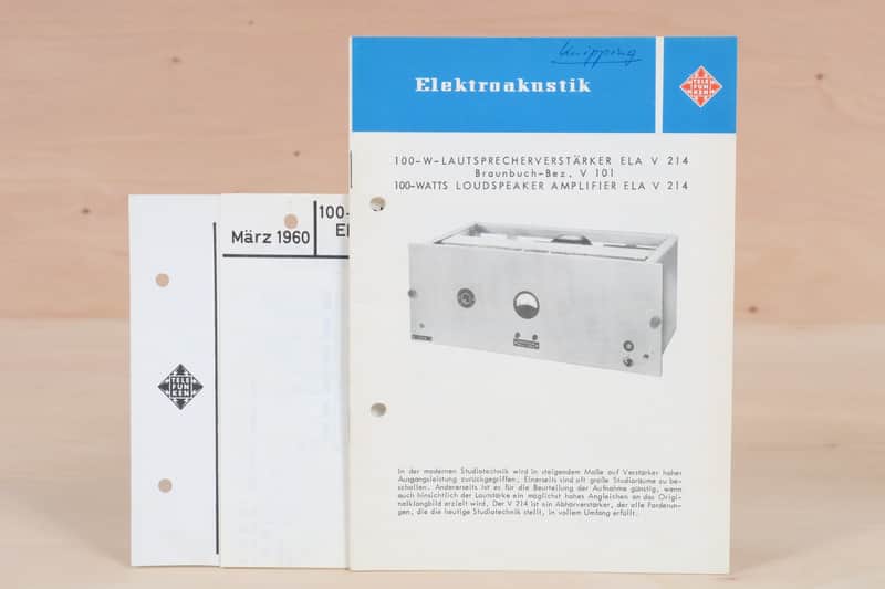 Telefunken ELA V 214 100-Watts Loudspeaker Amplifier original brochure and schematics image 1