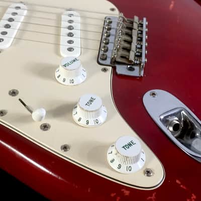 LEFTY! Vintage ST62 Fender Stratocaster Custom Relic Aged Crimson Red Nitro Lacquer New Maple Neck 7.5 Lb HSC image 10