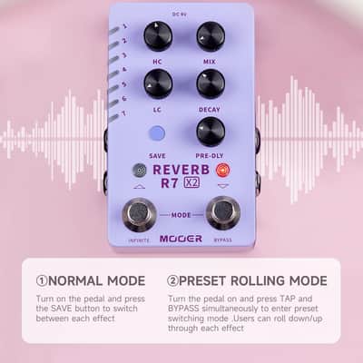 MOOER R7 X2 Stereo Multi Reverb Pedal from Classic Reverb to Modern Ambient  (Price includes the import duty for US buyer) image 6