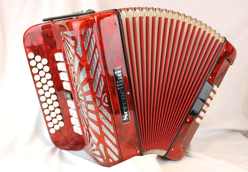 NEW Red Serenellini 334K Portuguese Diatonic Button Accordion Sol GCF MMMM 33 12 image 1