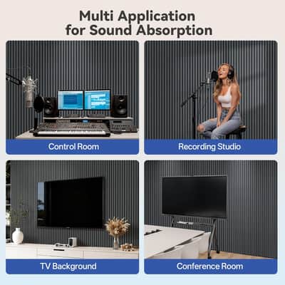 Wood Acoustic Slat Panels,94 X 24 In,2-Pack-12Mm Mdf Surface With 9Mm Sound-Absorbing Core-Dual-Layer Acoustic Wall Panels For Echo Reduction In Home Studio,Office & Living Room-Matte Black image 6