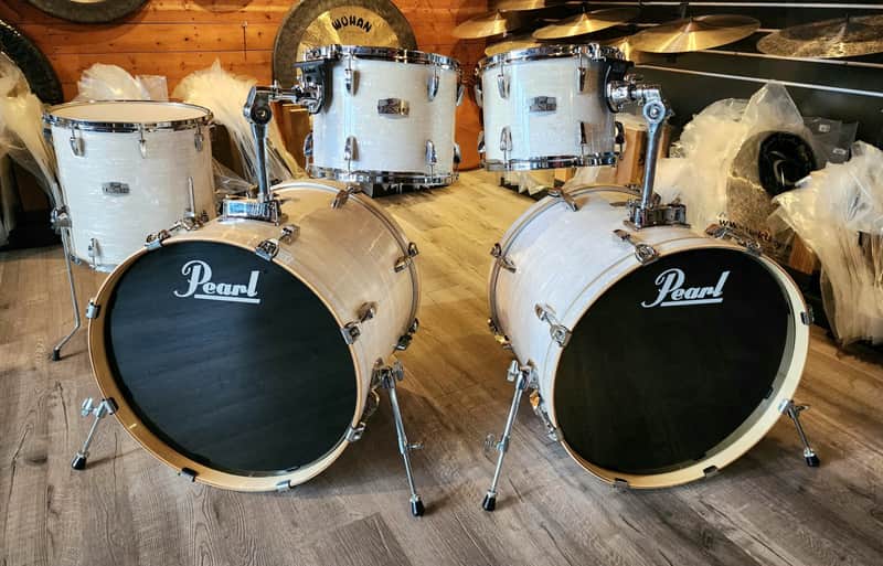 Used Pearl Export 5pc Drum Set White Oyster image 1