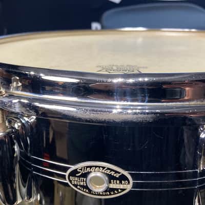 Slingerland - 5x14" Sound King, 8-Lug Snare Drum, with Trick Strainer 1974–1976 - Chrome Over Brass Shell. image 8