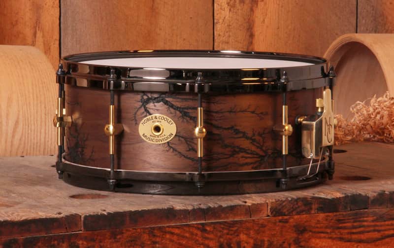 Noble & Cooley *Pre-Order* Solid Shell Classic 7x14" Walnut Snare Drum Fractal Pattern Custom Finish w/Brass Tension Rods | Made in the USA | Special Order | Authorized Dealer image 1