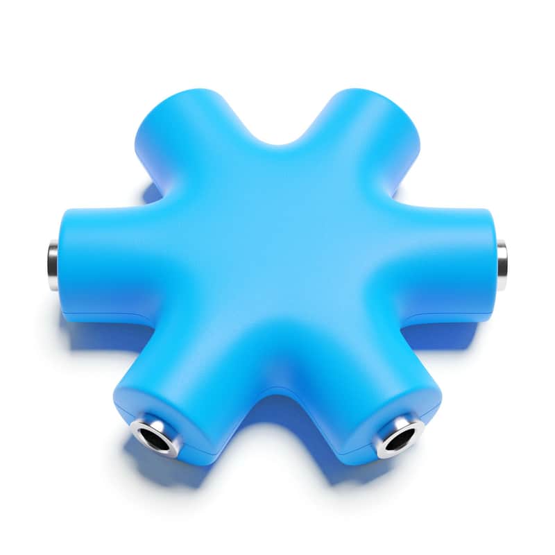 ExcelValley [Blue] Mono Patch Cable Splitter Hub 6 Port 5 Way TS 3.5mm 1/8" Modular Synth Eurorack image 1