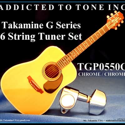 Takamine G Series  TGP0550C Tuning Machine Heads / Tuners / Set of 6 / OEM Part  CHROME image 1