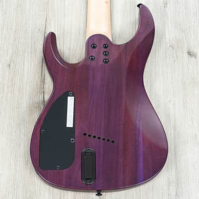 Legator N7FSS Ninja 7 Super Shred Multi-Scale 7-String Guitar, Purple Magenta Quilt image 4