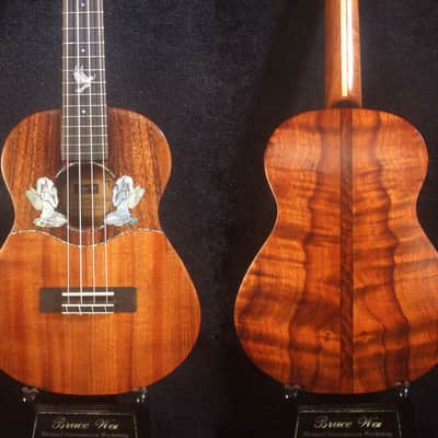 Handmade Tenor Ukulele, Solid Hawaiian Koa, Angel, Dove Inlay, Soft-bag, Bruce Wei UG17-3066 image 1