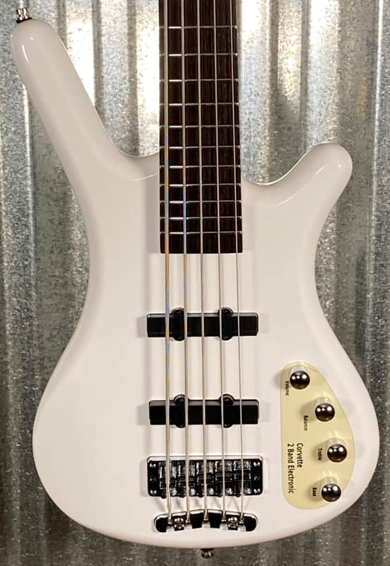 Warwick RockBass Corvette Basic Active 5 String Bass Solid White Gloss & Bag #2621 image 1