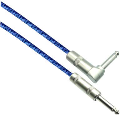 BLACK/NEON BLUE Designer Series Guitar Cables - 1/4" Straight to Right Angle - 30 ft. image 1