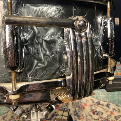 Slingerland -  1960s, 5.5x14" 8-lug 1 Ply Gene Krupa Radio King Model Snare Drum, Clamshell, Black Diamond Pearl image 9