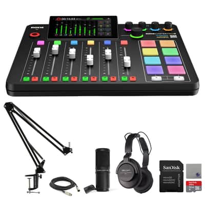 Rode RODECaster Pro II Audio Production Studio Bundle with Zoom ZDM-1 Podcast Mic Pack, StreamEye Adjustable Boom Arm, 32GB microSD Card and StreamEye Polishing Cloth image 3