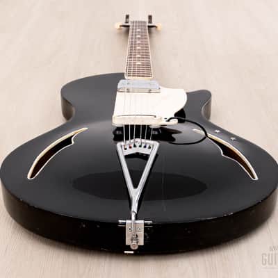 1960 Wandre Blue Jeans Vintage Aluminum Neck Hollowbody Guitar Black w/ Davoli Pickup, Case image 11