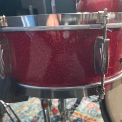 Frankie Banali's Quiet Riot - Leedy & Ludwig Restored 6-Piece Set, 24", 20", 16", 13", 12", 14x5" Matching Snare! Immaculate 1950-1955 - Sparkling Red Pearl image 20
