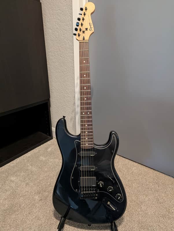 Fender Squier Strat Bullet 2016 - Gloss Black w/EMG Pick Ups image 1