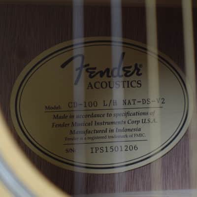 Fender Acoustics CD-100 L/H NAT-DS-V2 6 String Acoustic Guitar - Lefty - Free U.S. Shipping! image 5