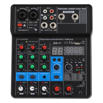 4-Channel Bluetooth Audio Mixing Console – 24-Bit Studio Mixer w/ DSP FX, USB, 48V Phantom Power image 5
