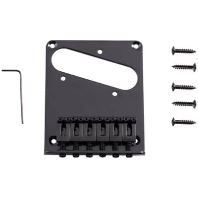 Black Hardtail Bridge for Tele Style Electric Guitars image 1