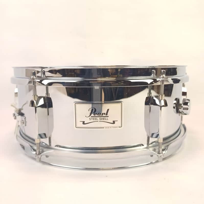 Pearl 5x13" Steel Shell Snare Drum 6-Lug Vintage 90s w Muffler Throw-Off/Butt SS image 1